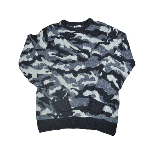 Vintage Crew Neck Knitwear Sweater Camouflage Pattern Multi Medium