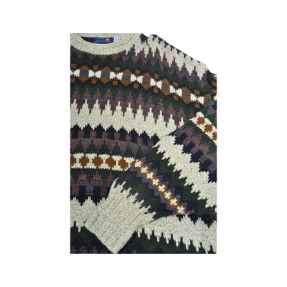 Vintage Knitwear Sweatshirt Retro Pattern Multi XL