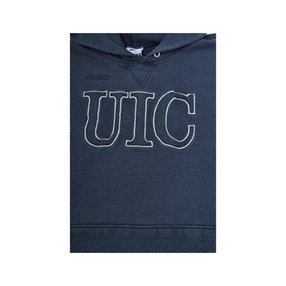 Vintage Champion UIC University Of Illinois at Chicago Sweatshirt Hoodie Navy Large