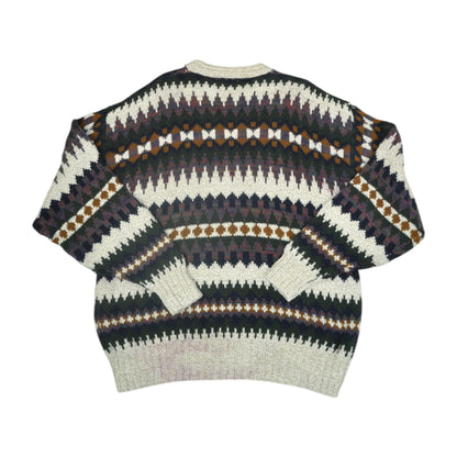 Vintage Knitwear Sweatshirt Retro Pattern Multi XL