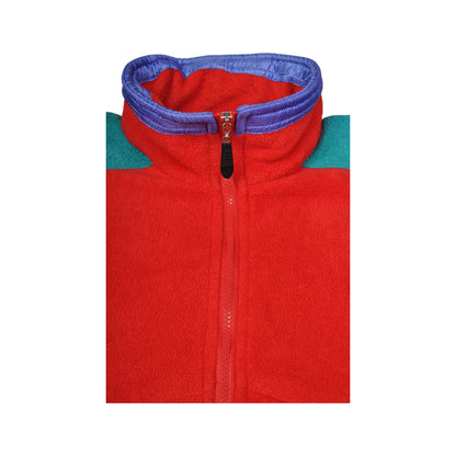 Vintage Fleece Jacket Block Colour Red Large