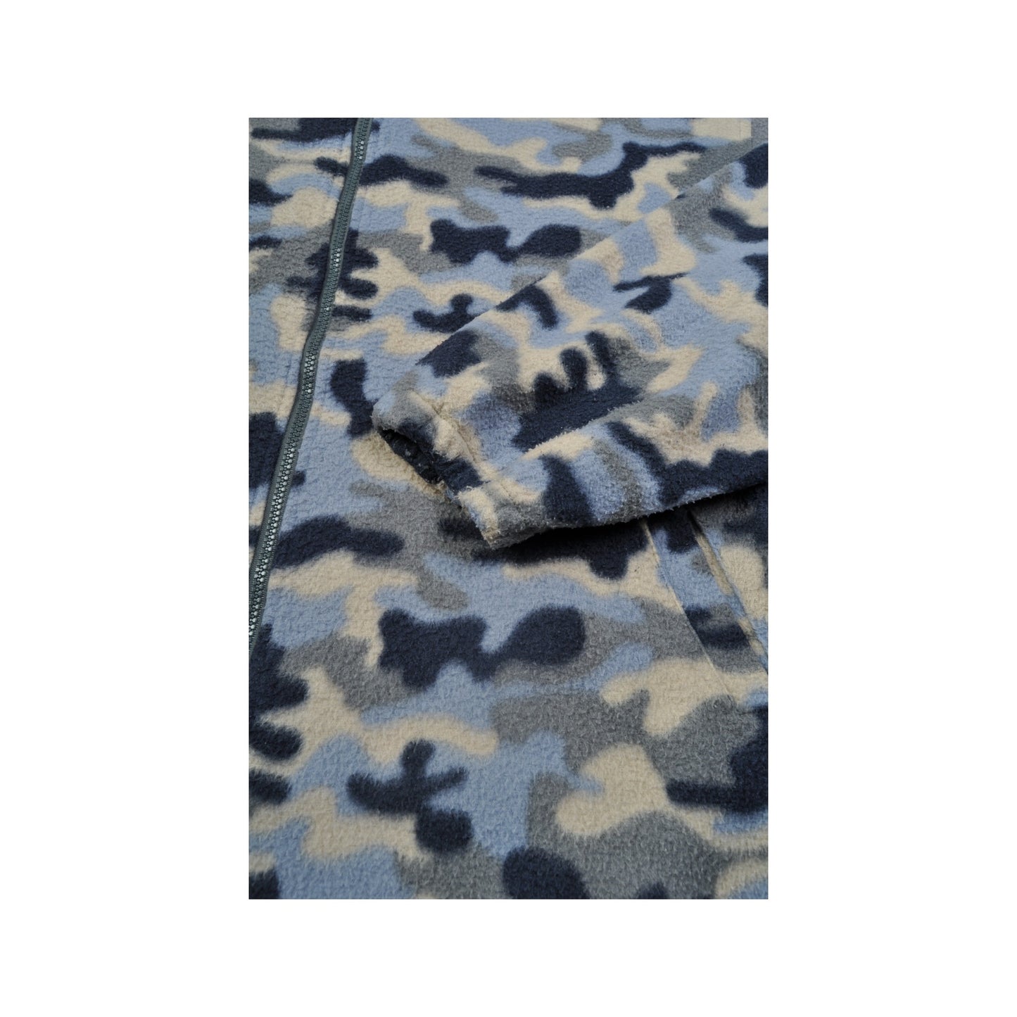 Vintage Fleece Jacket Camo Retro Blue XXL