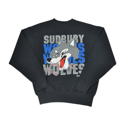 Vintage Sudbury Wolves Ice Hockey Sweatshirt Black Large