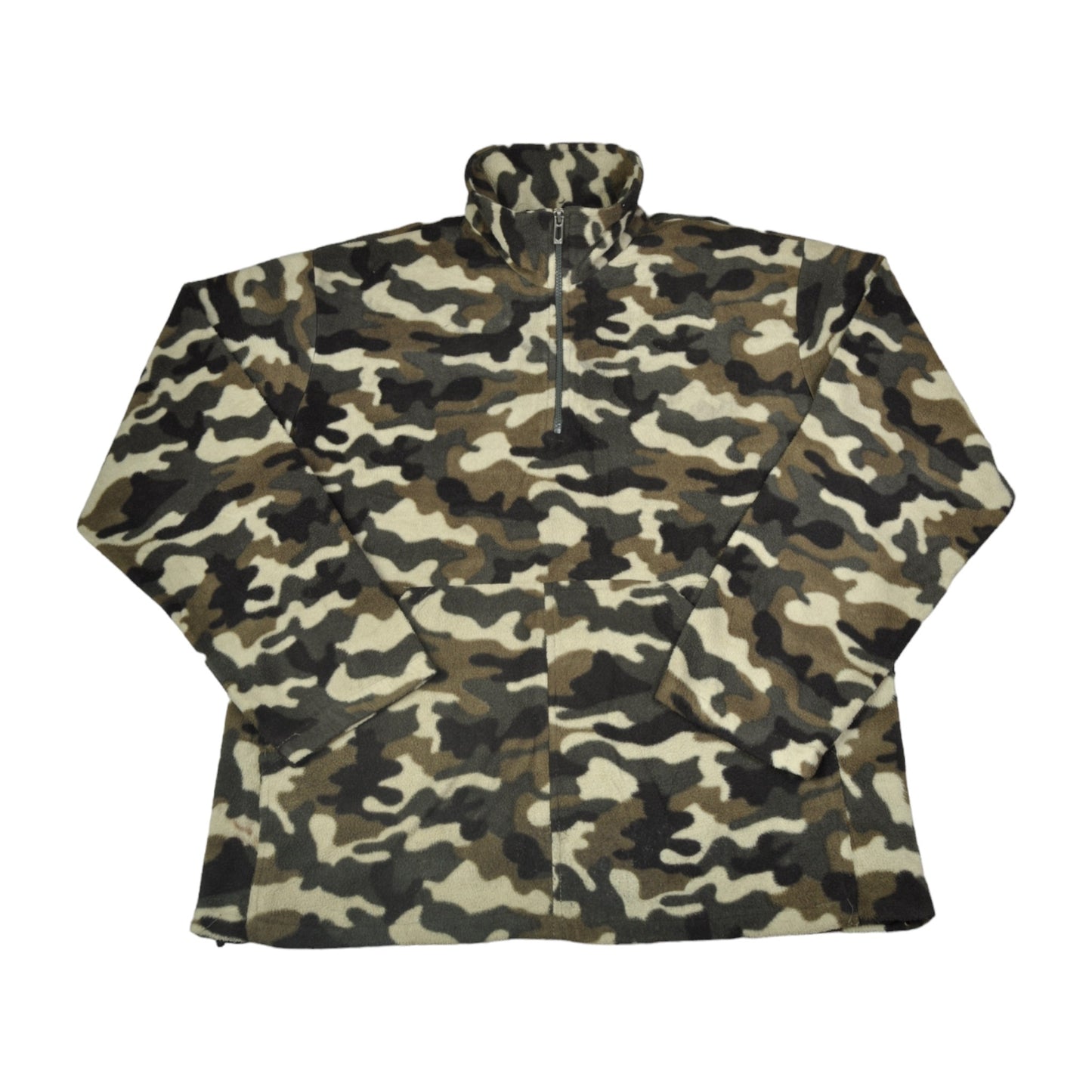 Vintage Fleece 1/4 Zip Camouflage Pattern Green XL