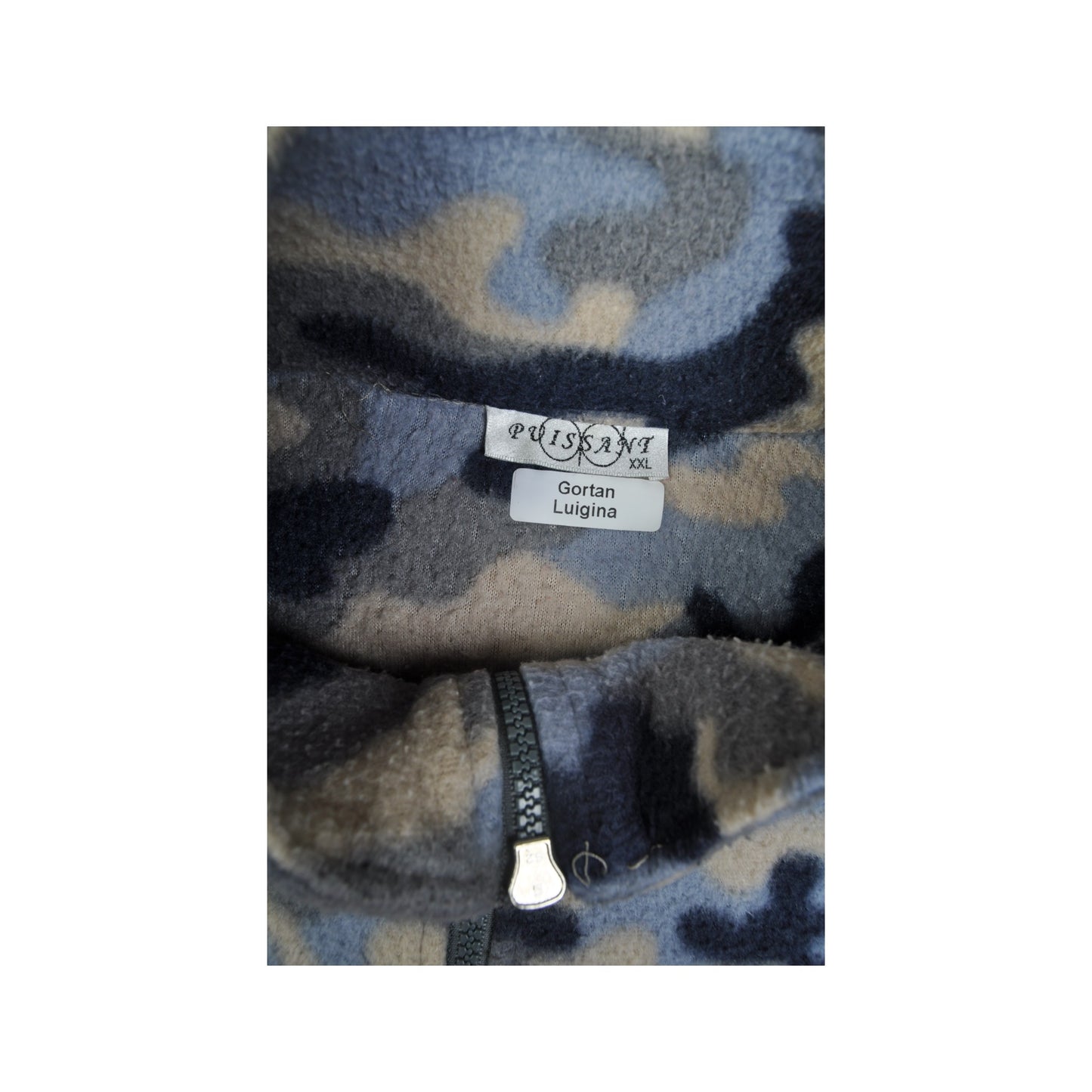 Vintage Fleece Jacket Camo Retro Blue XXL