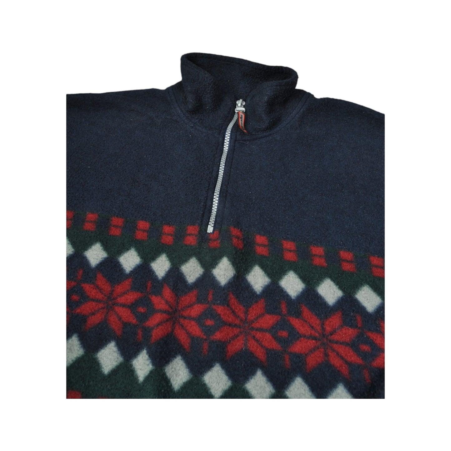 Vintage Fleece 1/4 Zip Retro Pattern Navy Medium