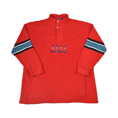 Vintage Fleece 1/4 Zip Block Colour Red Medium