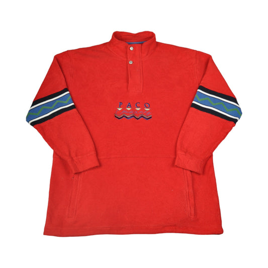 Vintage Fleece 1/4 Zip Block Colour Red Medium