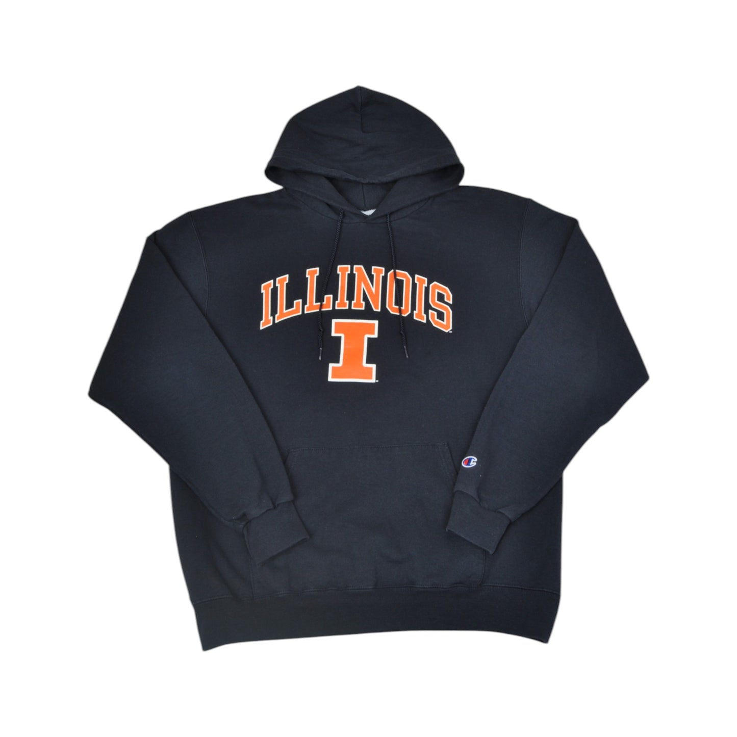 Vintage Champion Illinois Fighting Illini Football Sweatshirt Hoodie Black Large