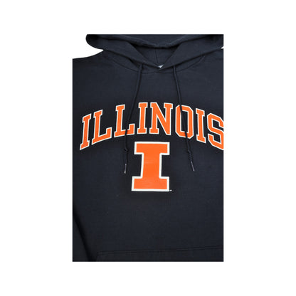 Vintage Champion Illinois Fighting Illini Football Sweatshirt Hoodie Black Large