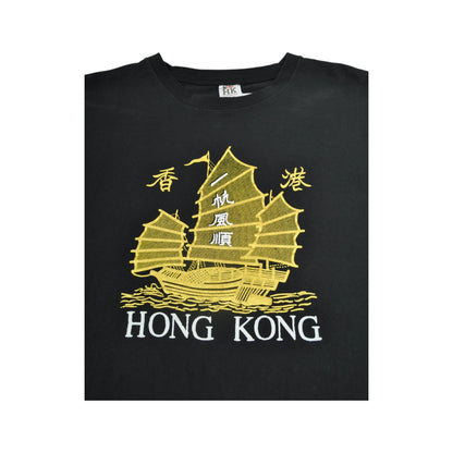 Vintage Hong Kong T-Shirt Black Medium