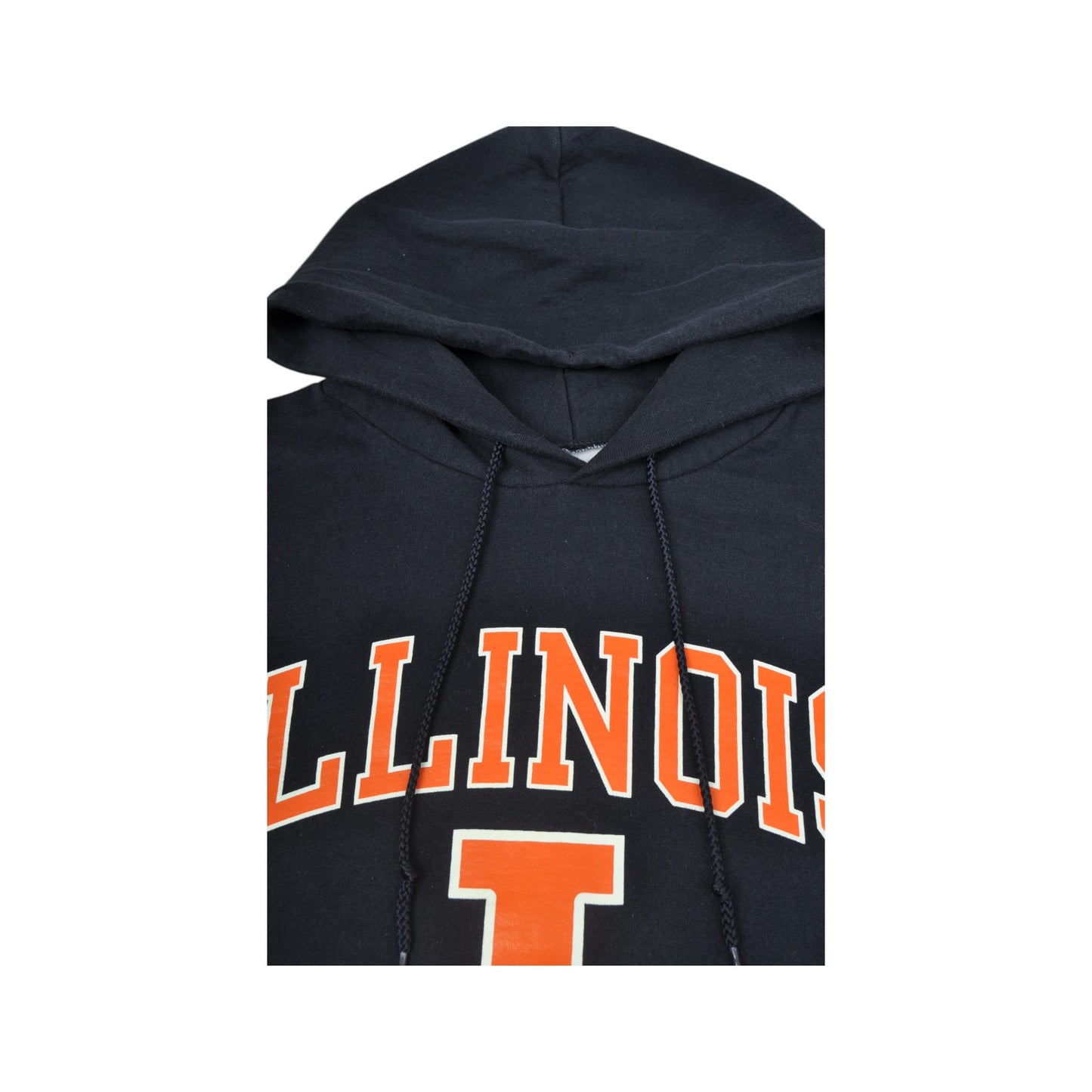 Vintage Champion Illinois Fighting Illini Football Sweatshirt Hoodie Black Large