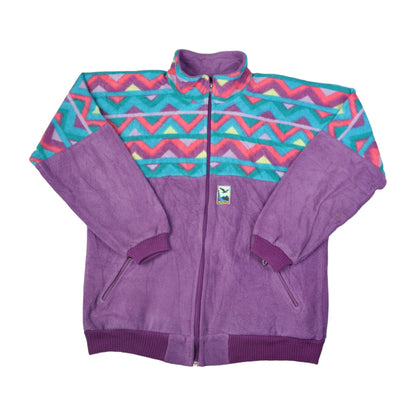 Vintage Salewa Fleece Jacket Retro Pattern Purple Medium