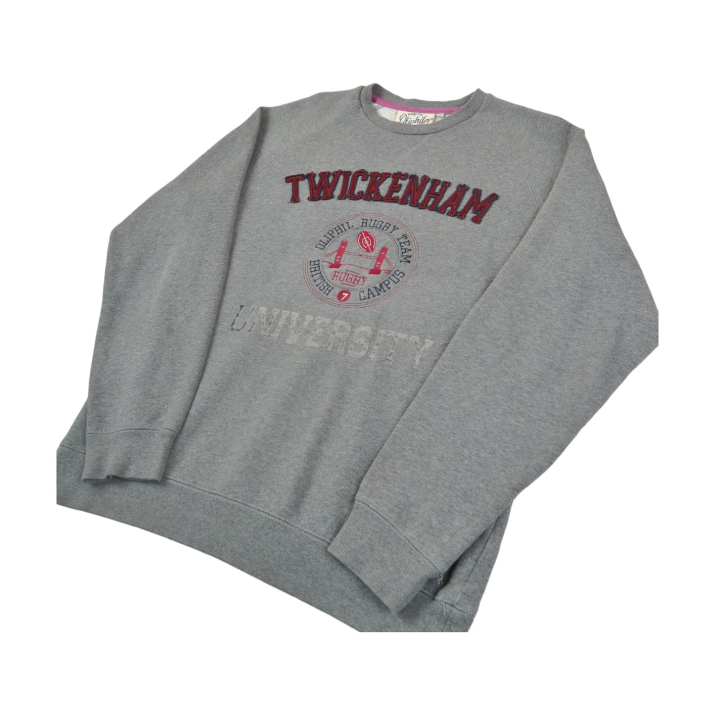 Vintage Twickenham University Sweatshirt Grey Medium