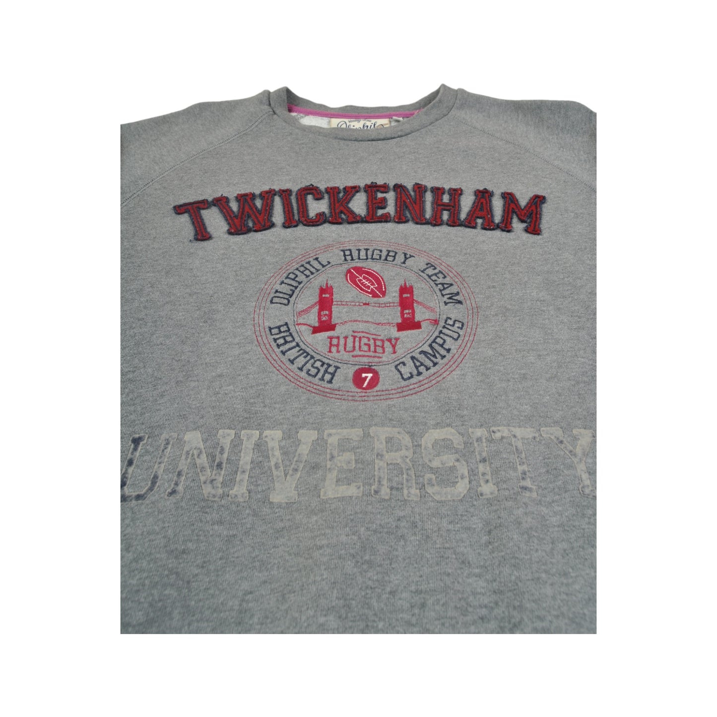 Vintage Twickenham University Sweatshirt Grey Medium