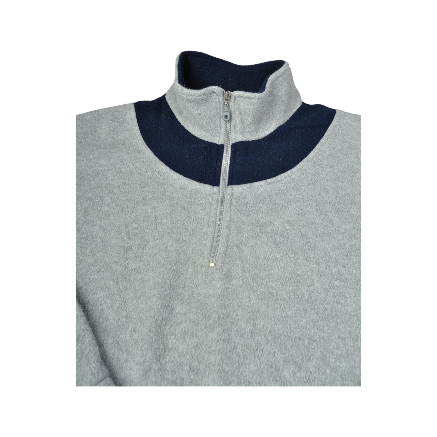 Vintage Fleece 1/4 Zip Retro Pattern Grey Large