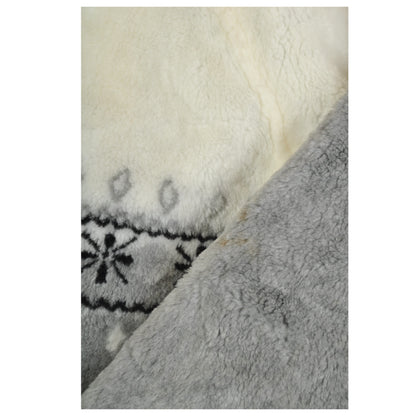 Vintage Fleece Hooded Jacket Retro Pattern Grey/White Ladies Large