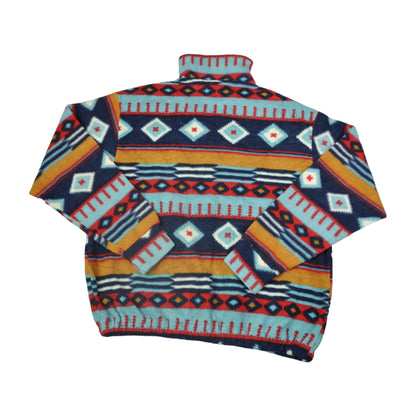 Vintage Fleece 1/4 Zip Retro Aztec Pattern Medium