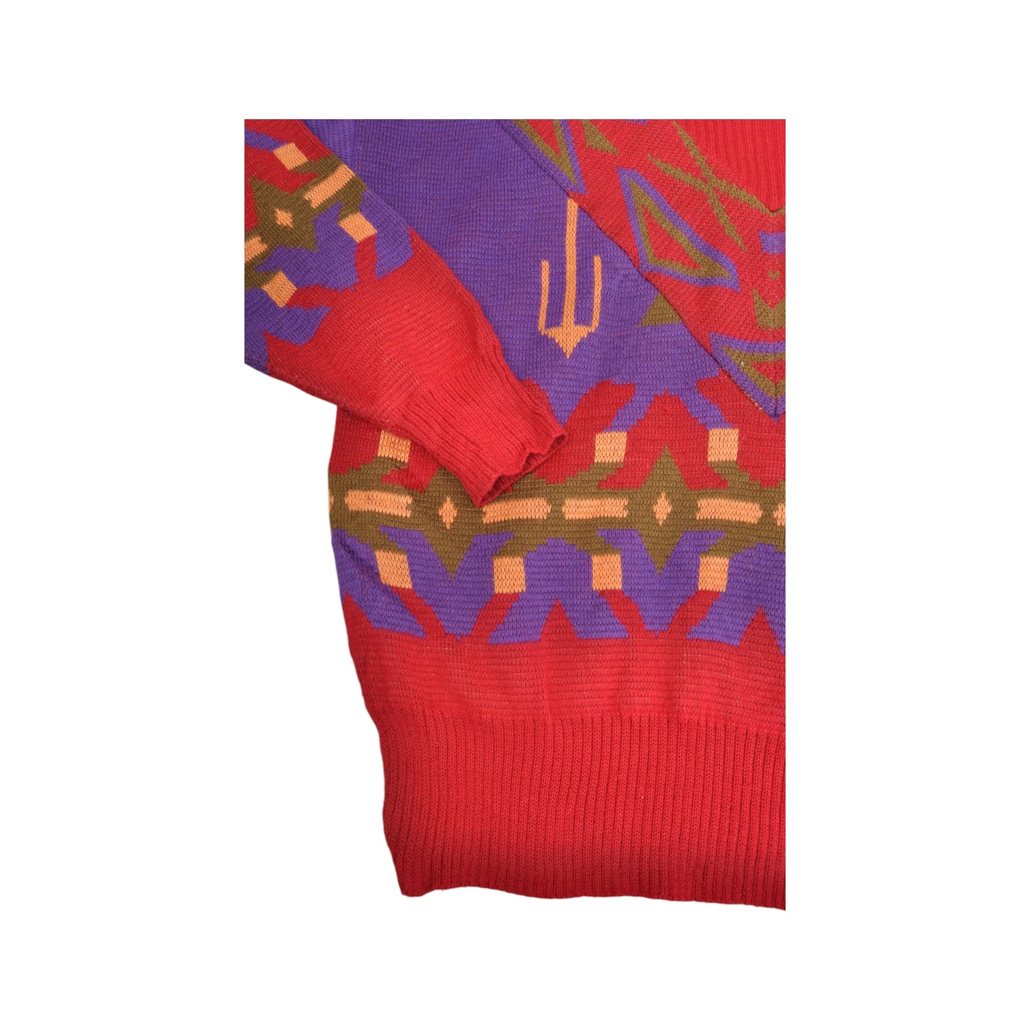 Vintage Knitwear Sweater Retro Pattern Red Ladies Large