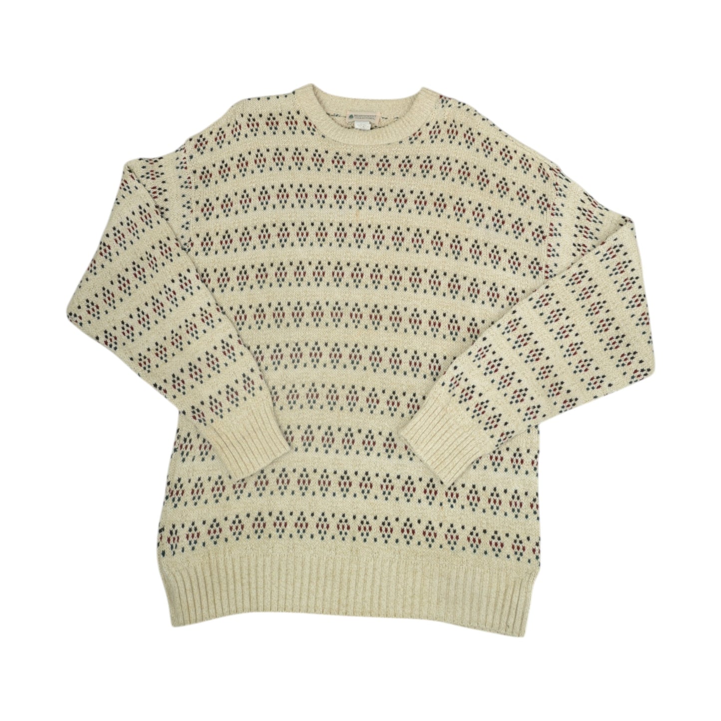 Vintage Knitwear Sweater Retro Pattern Beige Large