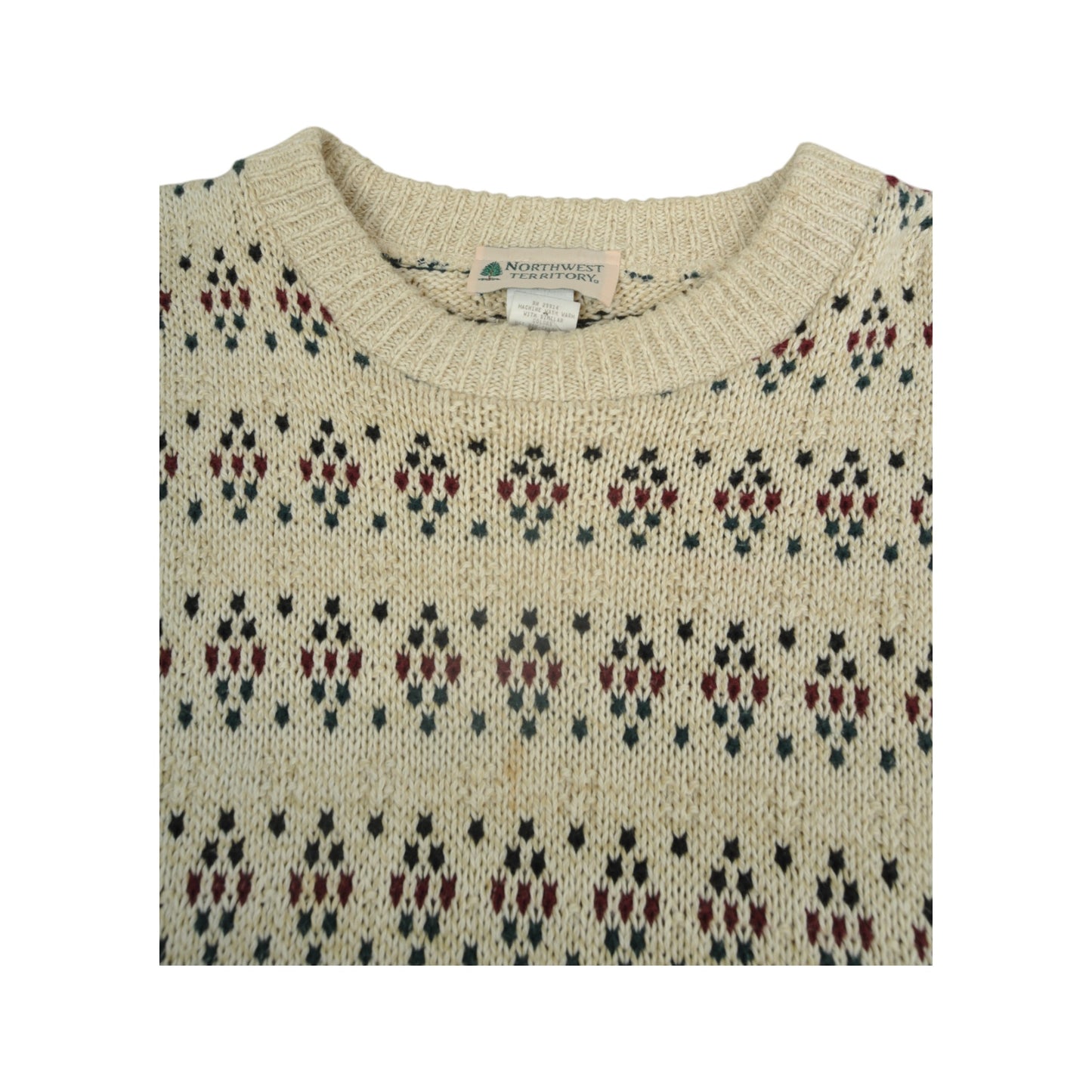 Vintage Knitwear Sweater Retro Pattern Beige Large