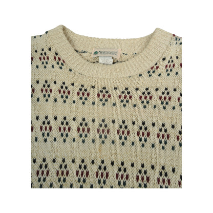 Vintage Knitwear Sweater Retro Pattern Beige Large