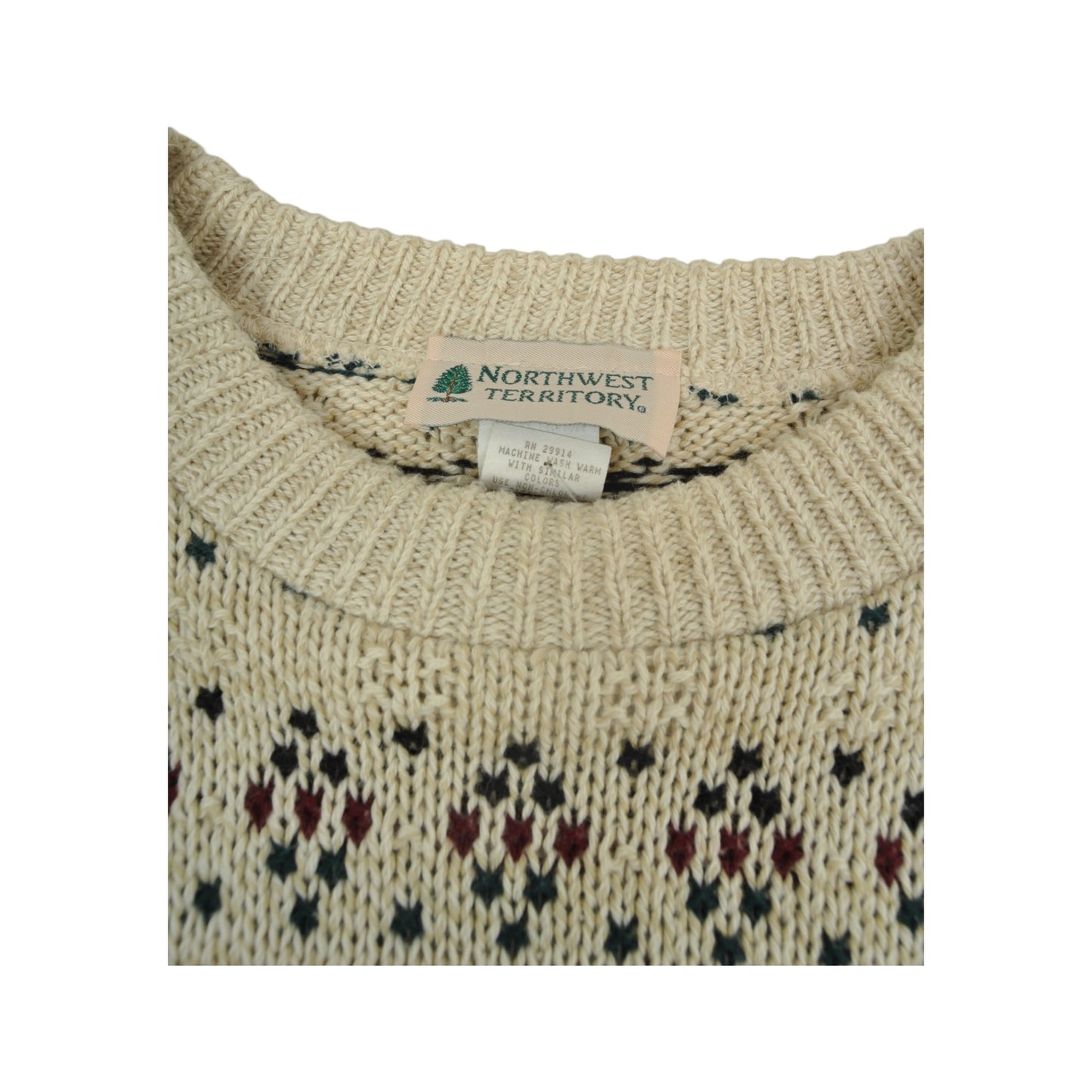 Vintage Knitwear Sweater Retro Pattern Beige Large