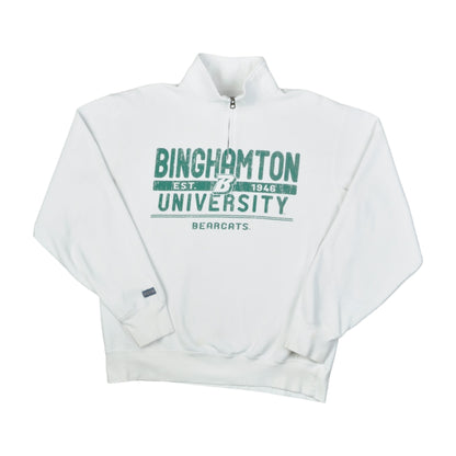 Vintage Jansport Binghamton University Bearcats 1/4 Zip Sweater White Medium