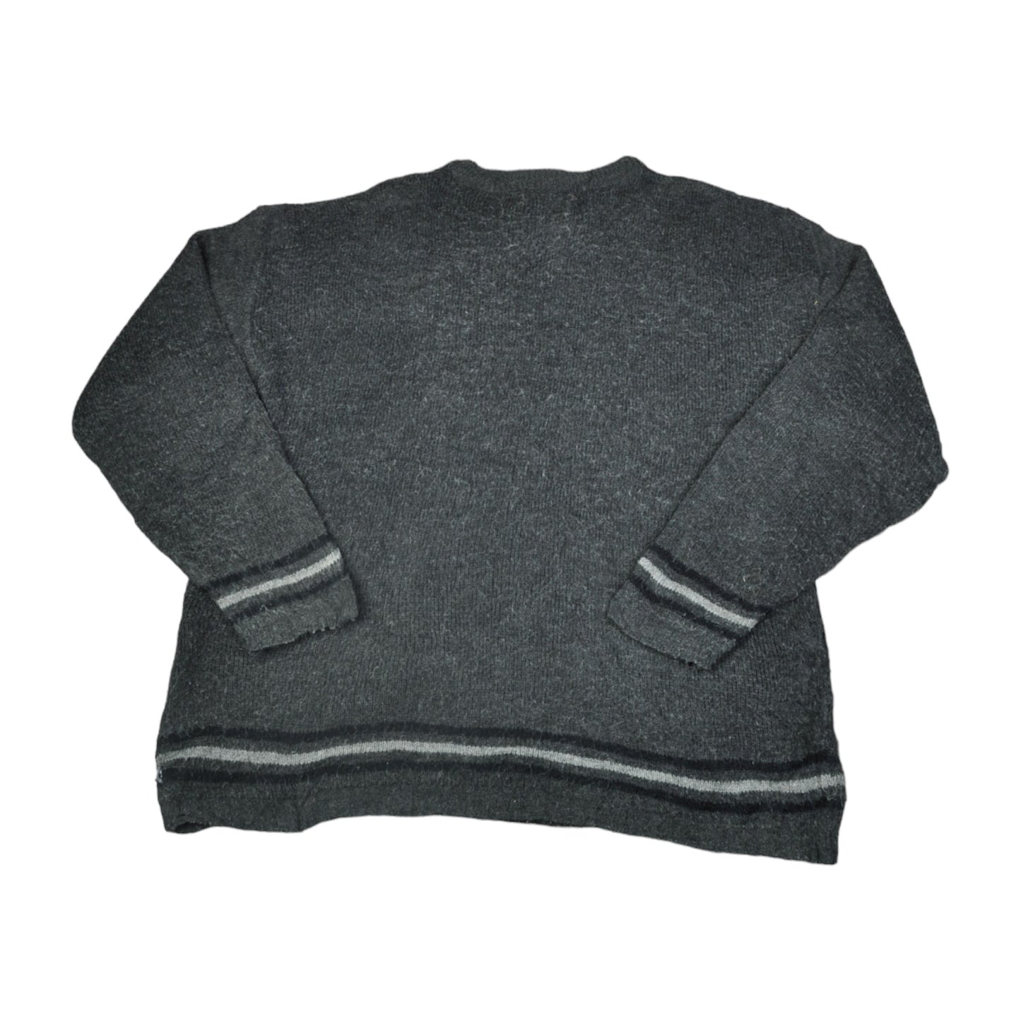 Vintage Crew Neck Knitwear Sweater Retro Pattern Grey Large