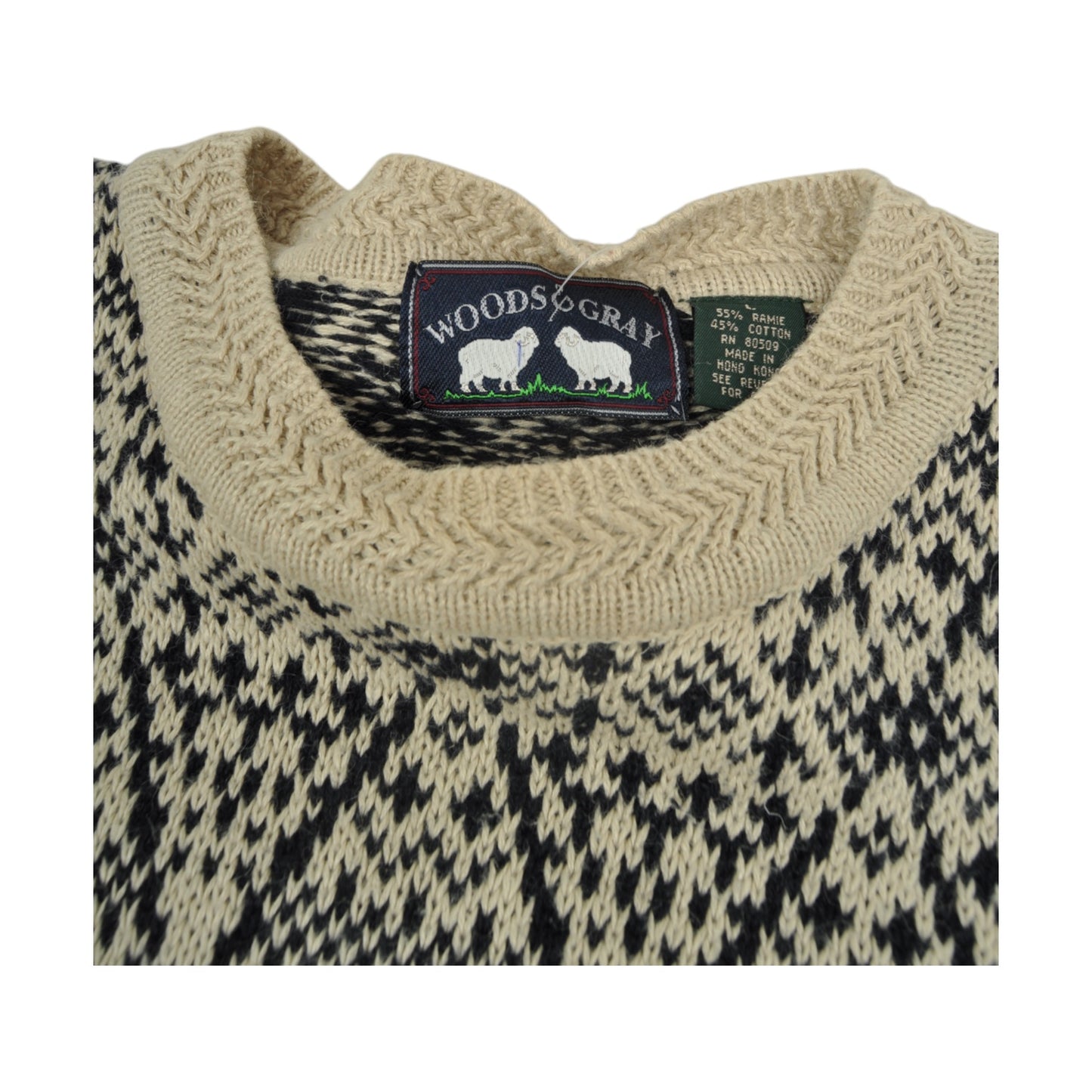 Vintage Knitwear Sweater Retro Pattern Beige Large