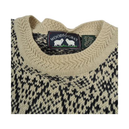 Vintage Knitwear Sweater Retro Pattern Beige Large