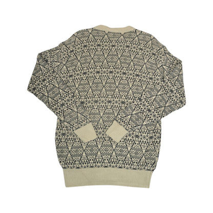 Vintage Knitwear Sweater Retro Pattern Beige Large