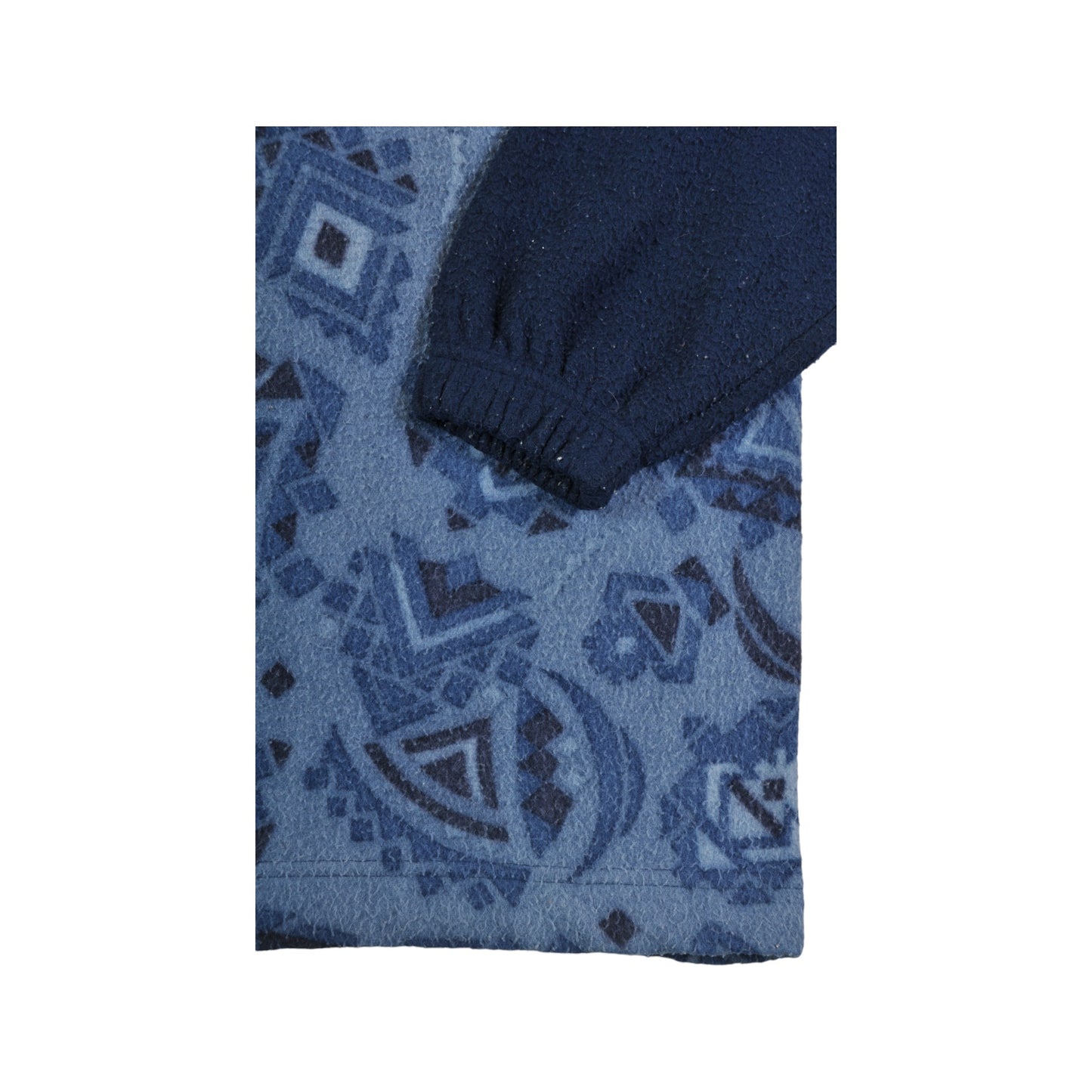 Vintage Fleece 1/4 Zip Retro Pattern Blue Small