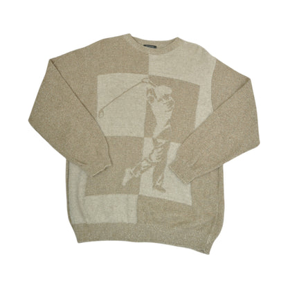 Vintage Knitwear Sweater Golf Pattern Beige Large