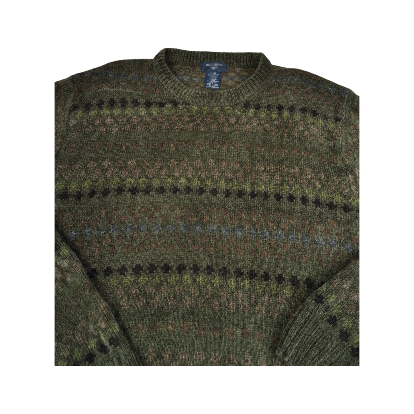 Vintage Dockers Knitwear Sweater Retro Pattern Green Large