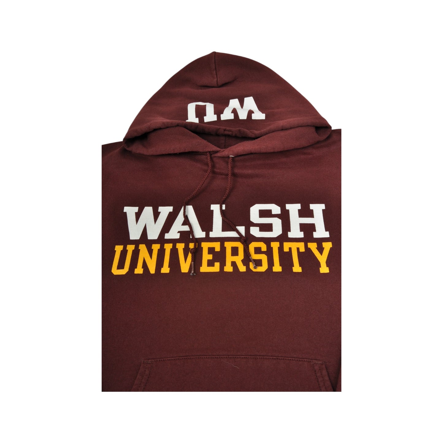 Vintage Champion Walsh University Sweatshirt Hoodie Burgundy Medium