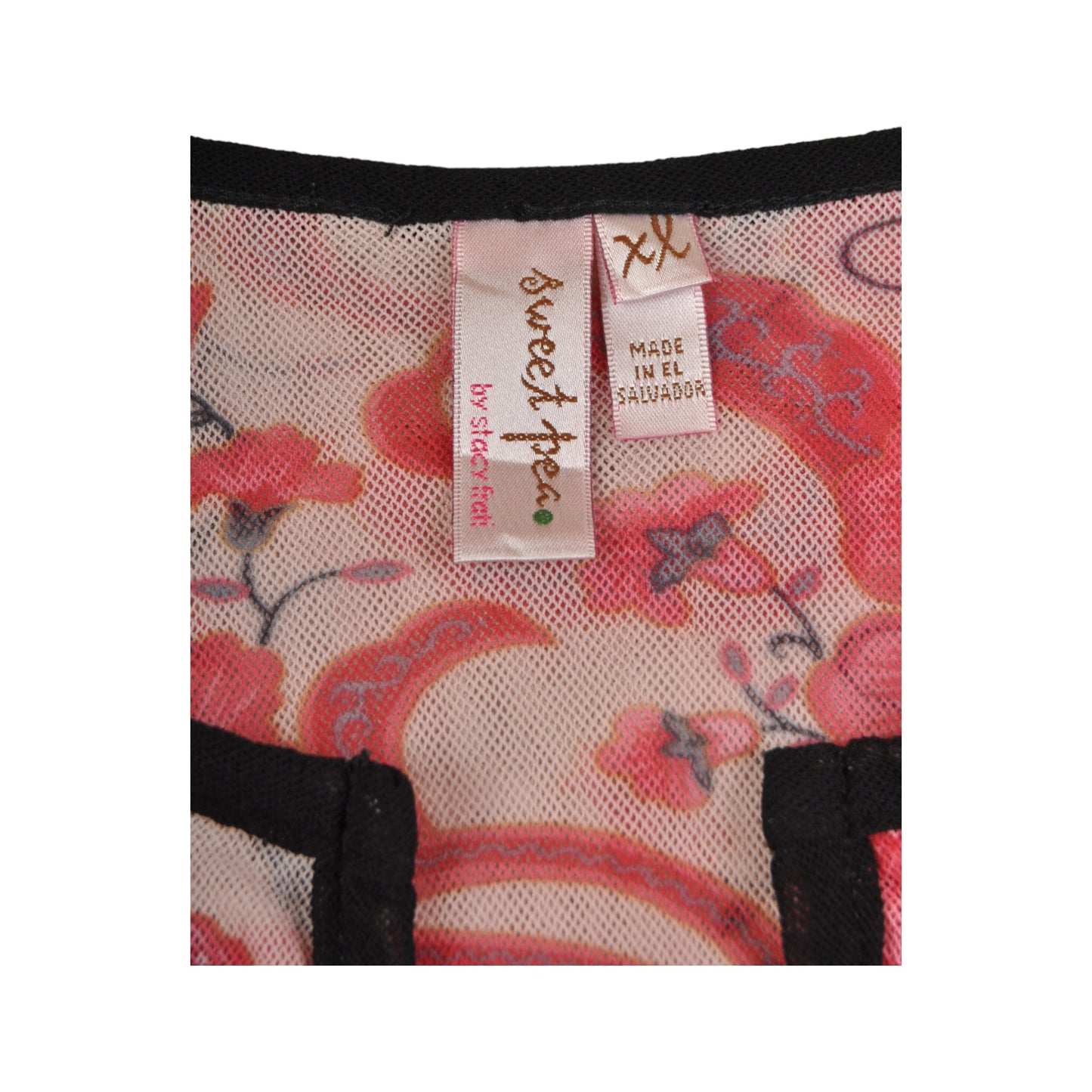 Vintage Y2K Sheer Top Japanese Floral Print Large