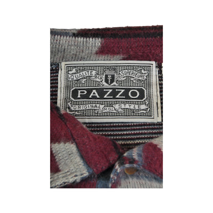 Vintage Fleece 1/4 Button Retro Aztec Pattern XL