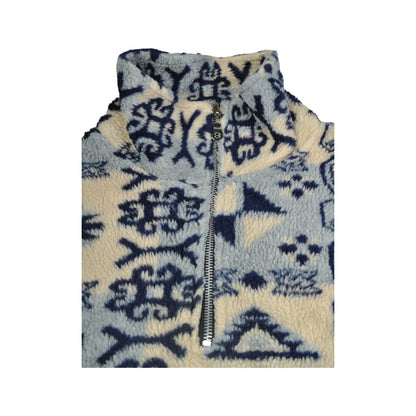 Vintage Fleece 1/4 Zip Retro Pattern Multi XL