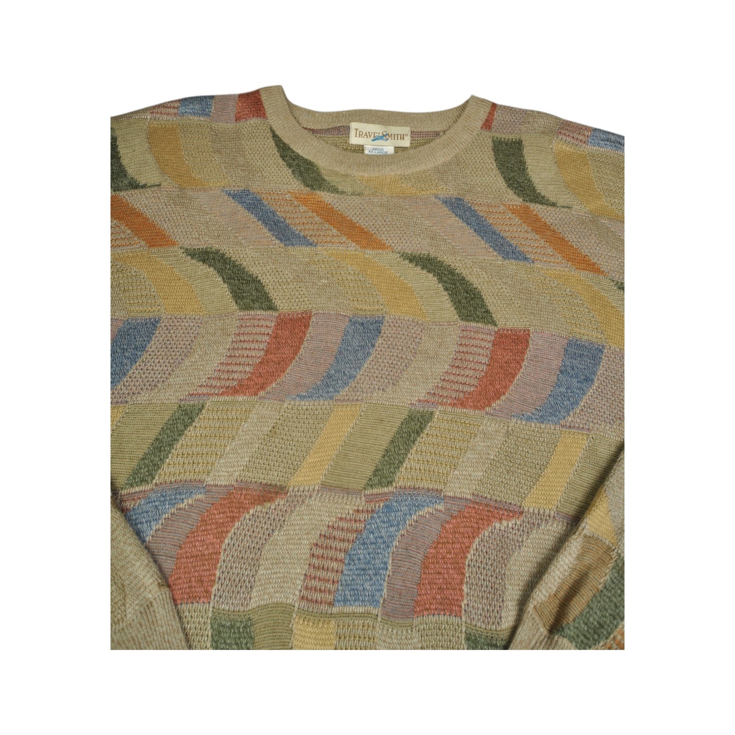 Vintage Knitwear Sweater Retro Pattern Beige XXL