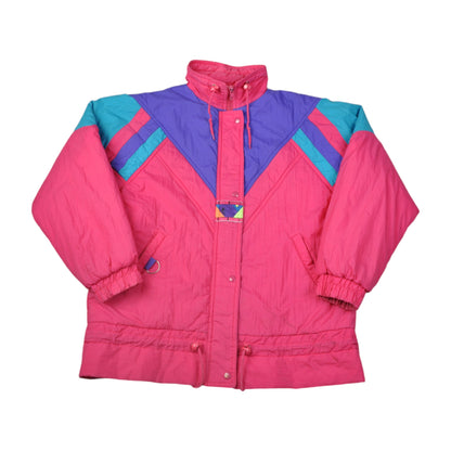 Vintage Ski Jacket Block Colour Pink Ladies Large