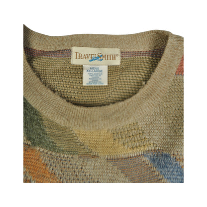 Vintage Knitwear Sweater Retro Pattern Beige XXL