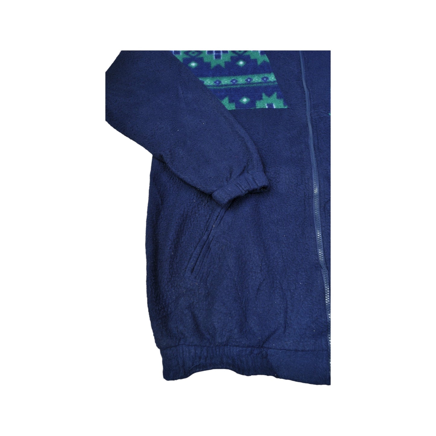 Vintage Jacke Fleece Retro Muster Blau Groß