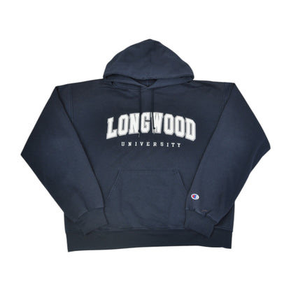 Vintage Champion Longwood University Sweatshirt Hoodie Navy Medium