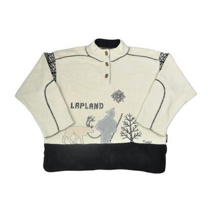 Vintage Fleece 1/4 Knopf Silvy Lappland Muster Beige XL