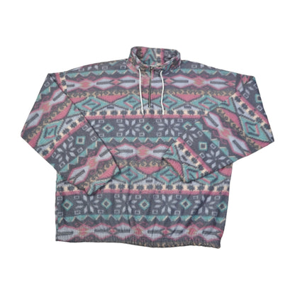 Vintage Fleece 1/4 Zip Aztec Pattern Pink Large