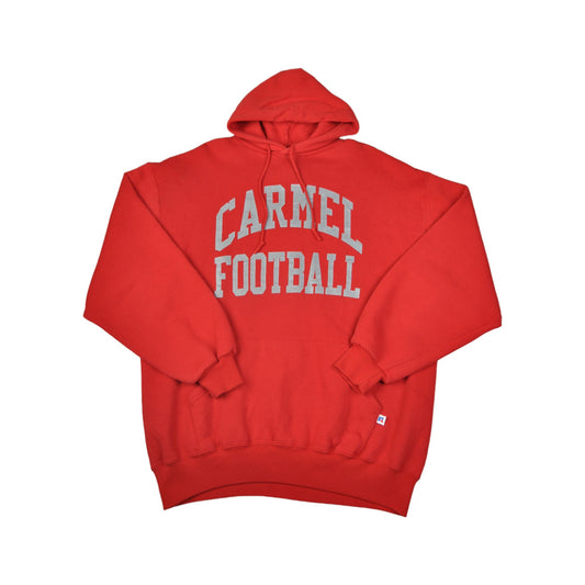 Vintage Carmel Football Hoodie Sweater Red XL