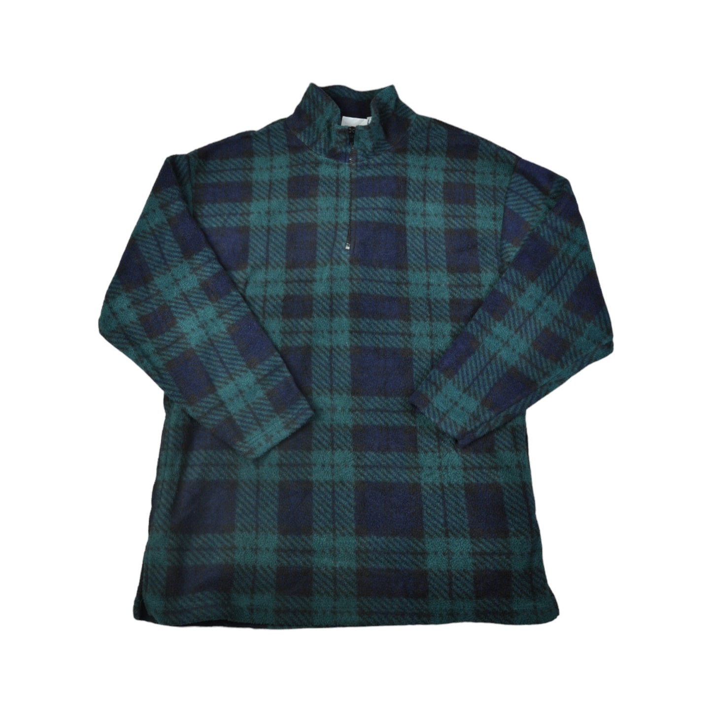 Vintage Fleece 1/4 Zip Check Pattern Navy/Green Small