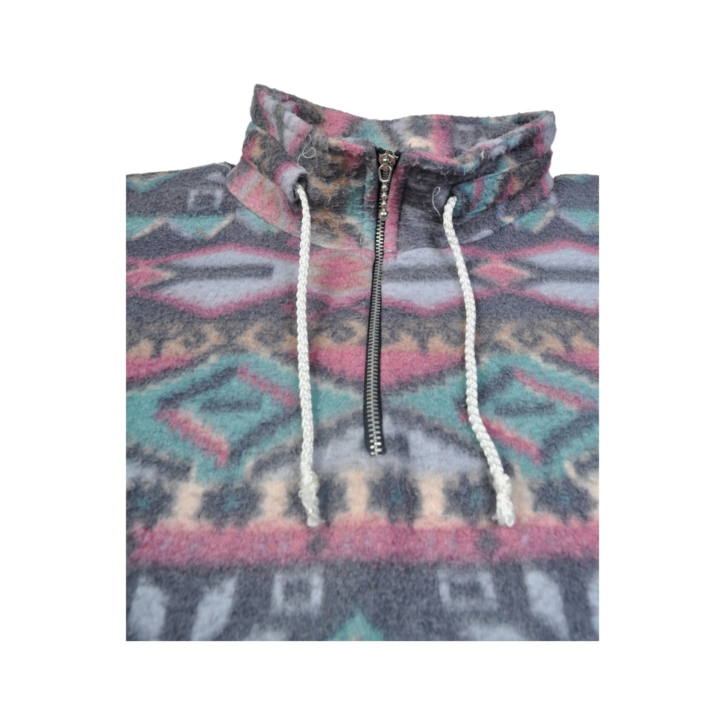 Vintage Fleece 1/4 Zip Aztec Pattern Pink Large