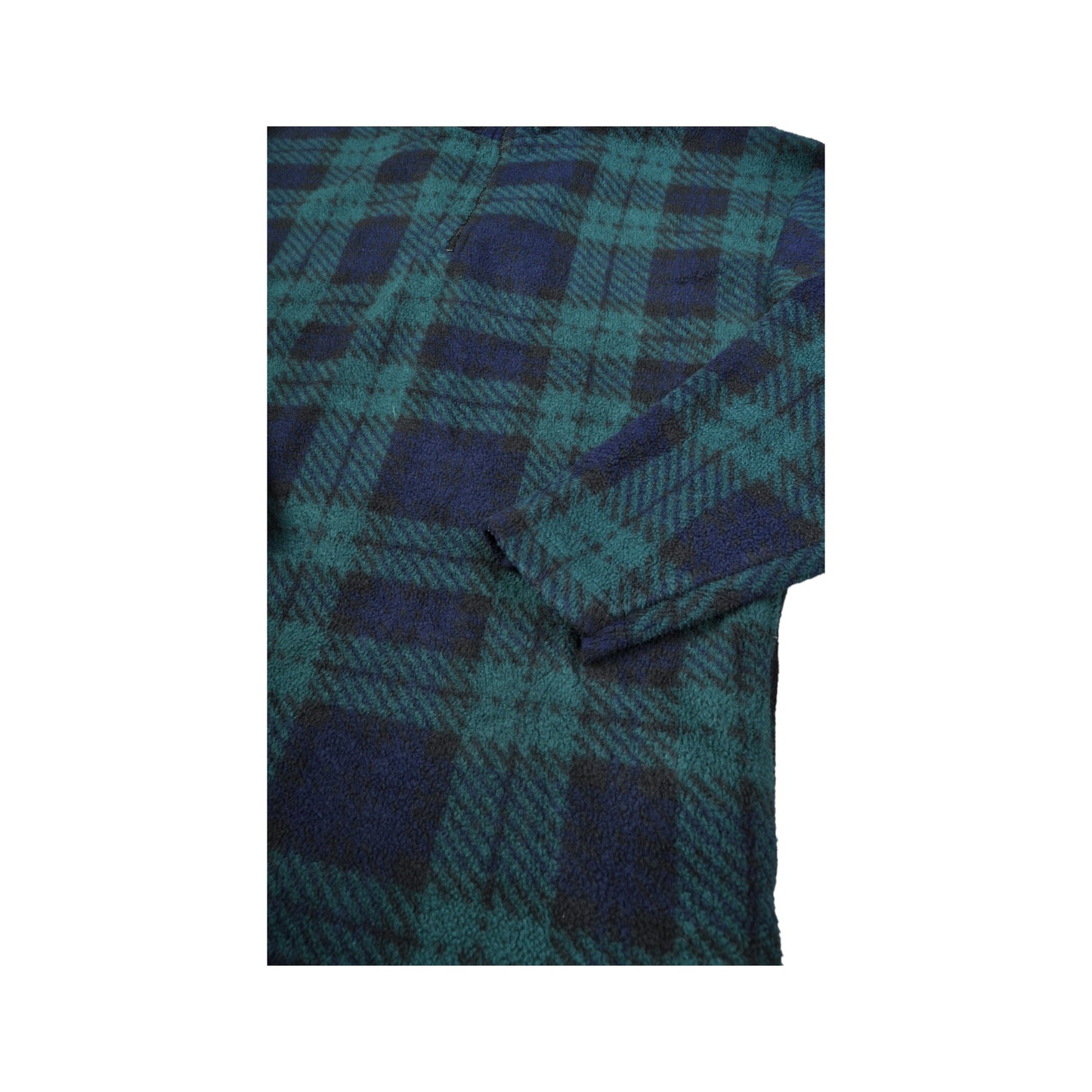 Vintage Fleece 1/4 Zip Check Pattern Navy/Green Small